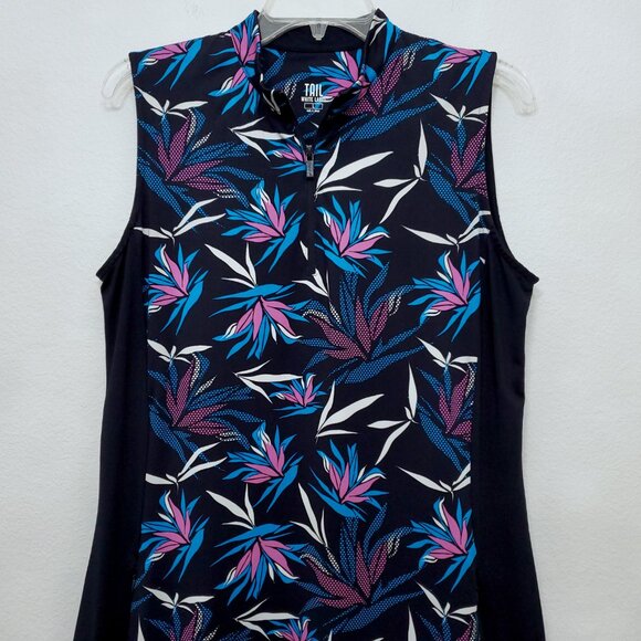 Tail Dark Navy Floral Printed Sleeveless Tennis Pickleball Golf Dress Size Large - Picture 3 of 12
